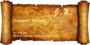 Junger Mózes névjegykártya